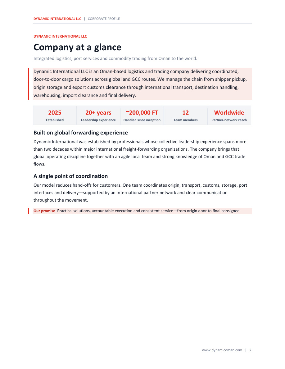 Dynamic International corporate profile page 2